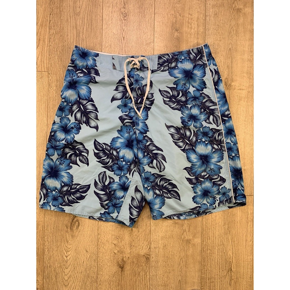 In‎ Gear Men's Size XXL / 38 Floral Blue Hawaiian Beach Swim Trunks